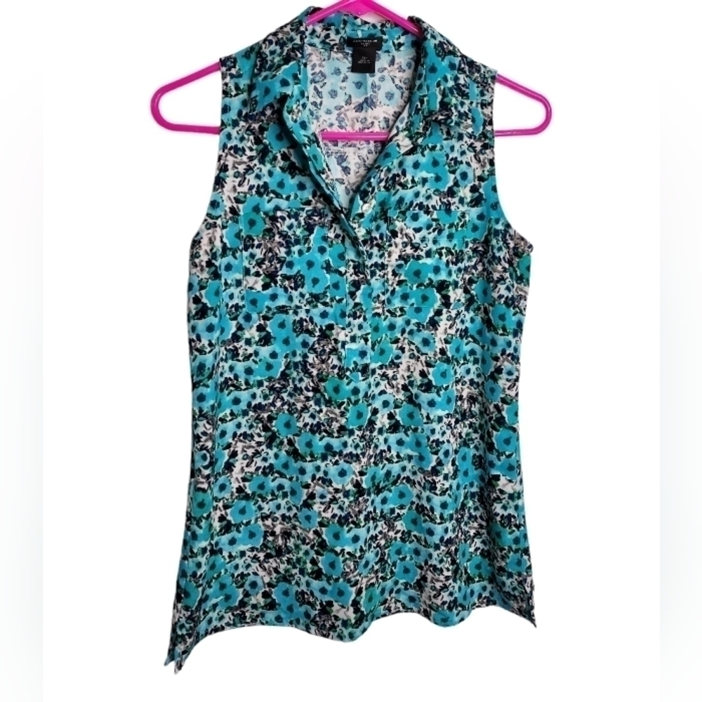 Ann Taylor Sleeveless Floral Button Down Size XSP